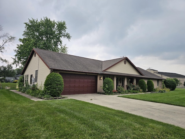 1308 Stonyridge Ave, Troy, OH 45373 - single story home with an attached garage, a front yard, concrete driveway, and a shingled roof