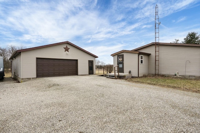 view of detached garage