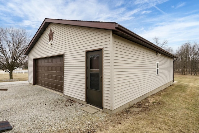 view of detached garage