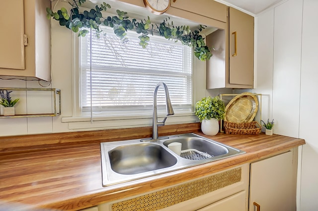 kitchen featuring wooden counters and sink