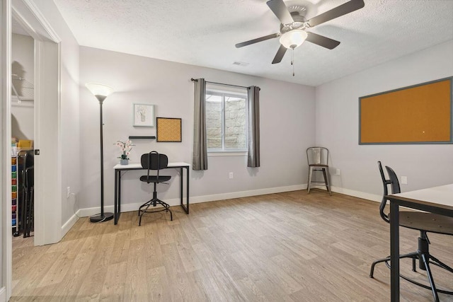 2306 Larkspur Dr, Troy, OH 45373 - office featuring light wood-type flooring, a textured ceiling, and ceiling fan