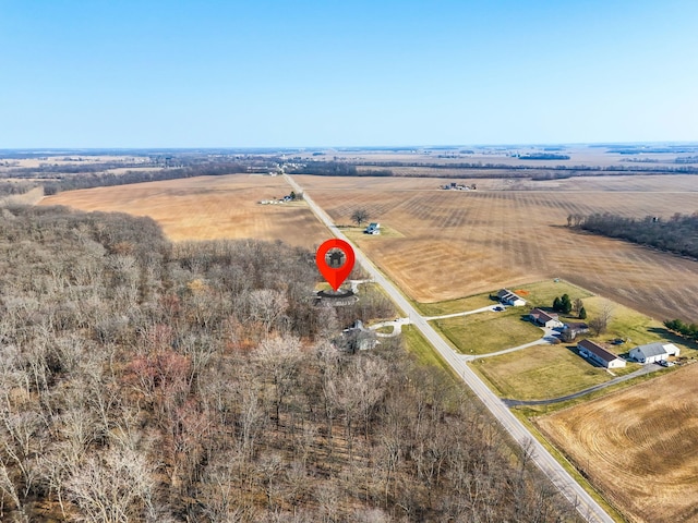 aerial view featuring a rural view