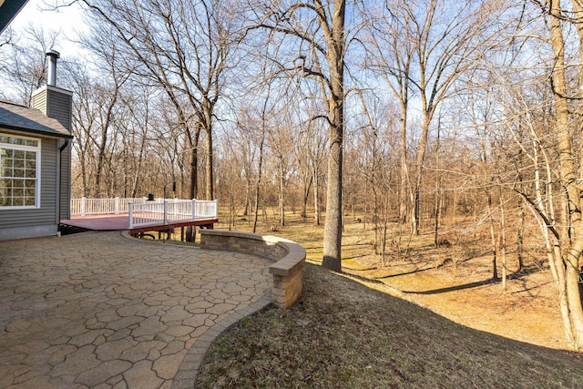 view of yard featuring a patio and a deck