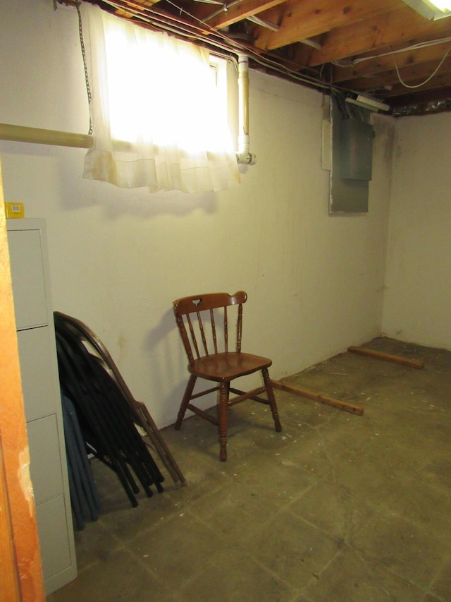 view of unfinished basement