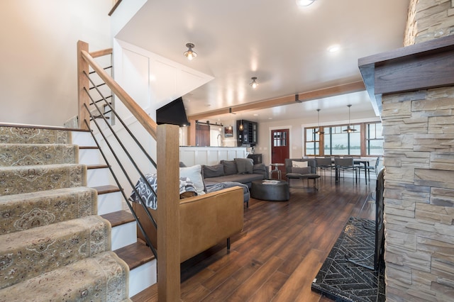 7933 Hickory Ave, Russells Point, OH 43348 - living area featuring wood finished floors and stairs
