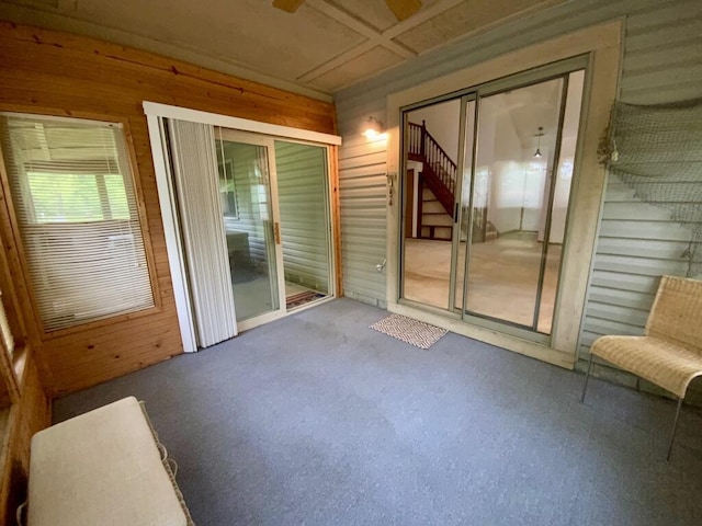 224 Oakcrest Ct, Russells Point, OH 43348 - unfurnished sunroom featuring ceiling fan
