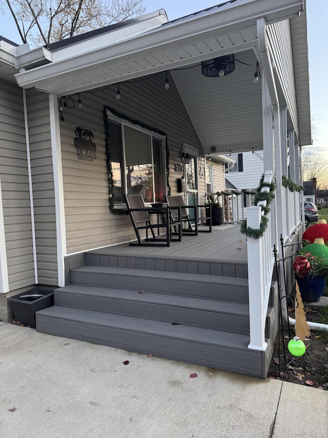 deck with covered porch