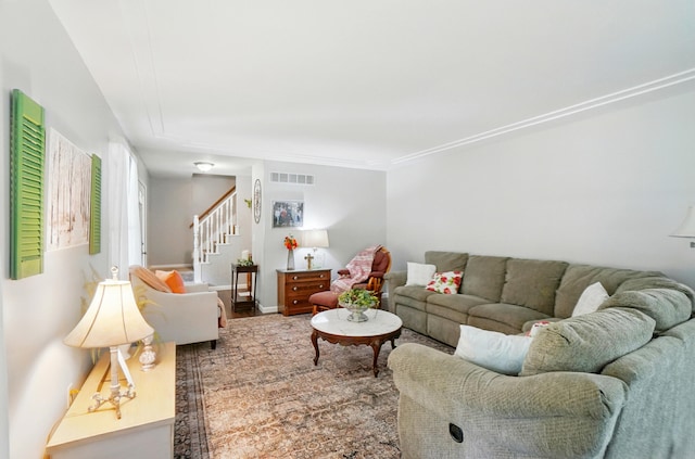 115 Deer Run Rd, Urbana, OH 43078 - living room with stairway and baseboards