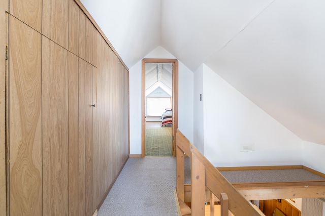 7535 Township Rd 269, Russells Point, OH 43348 - hallway featuring lofted ceiling and light colored carpet