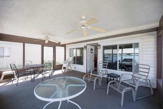 7535 Township Rd 269, Russells Point, OH 43348 - sunroom featuring ceiling fan, healthy amount of natural light, and outdoor dining space