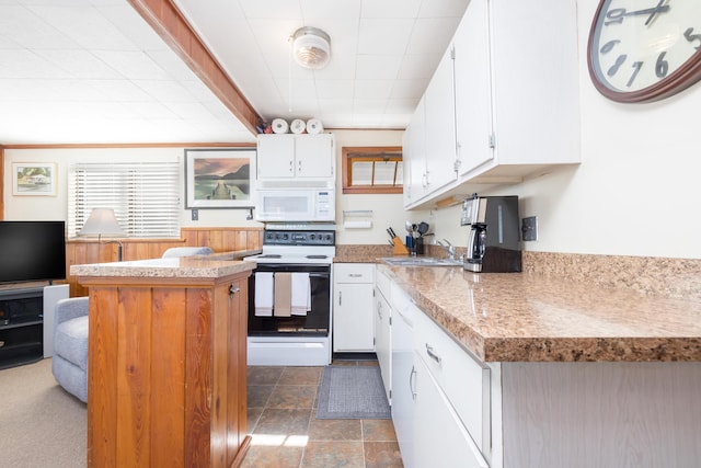 7535 Township Rd 269, Russells Point, OH 43348 - kitchen with white appliances, white cabinets, and light countertops