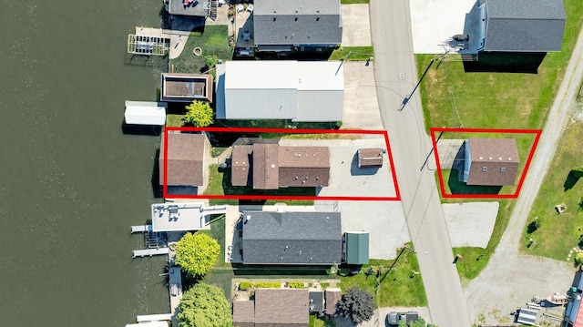 7535 Township Rd 269, Russells Point, OH 43348 - aerial view of residential area featuring property boundaries highlighted and a nearby body of water