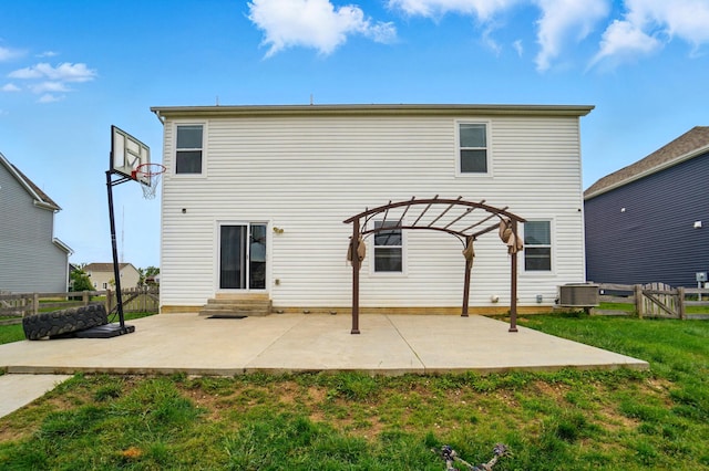 1087 Ayrshire Dr, Columbus, OH 43207 - back of house with entry steps, a pergola, a patio, and central AC