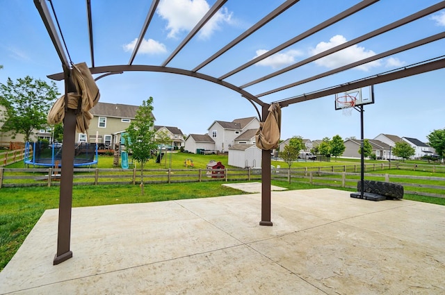 1087 Ayrshire Dr, Columbus, OH 43207 - view of patio / terrace featuring a trampoline and a residential view