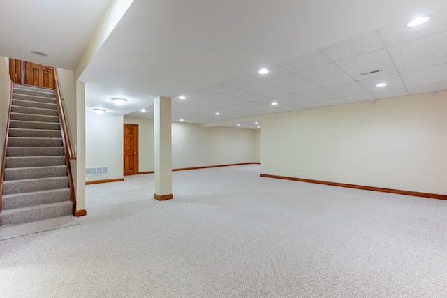 11370 Crottinger Rd, Plain City, OH 43064 - finished basement featuring stairway, baseboards, carpet, and recessed lighting