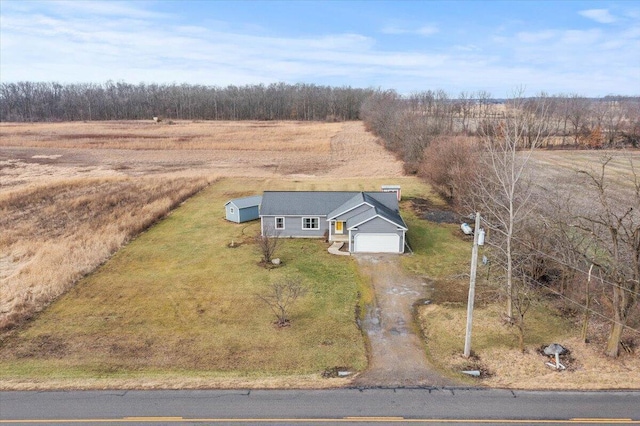 bird's eye view with a rural view