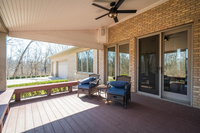 deck featuring a ceiling fan