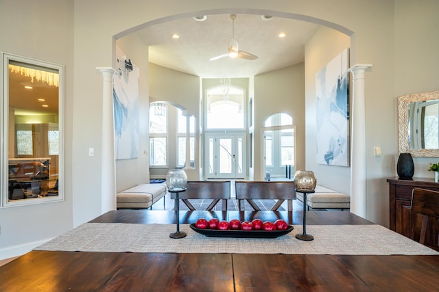 living area with plenty of natural light and recessed lighting