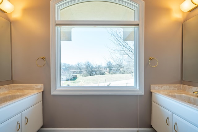 bathroom featuring vanity and a healthy amount of sunlight