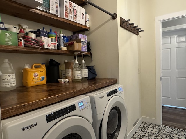 washroom with separate washer and dryer