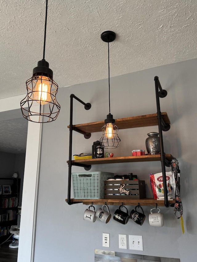 interior details with a textured ceiling