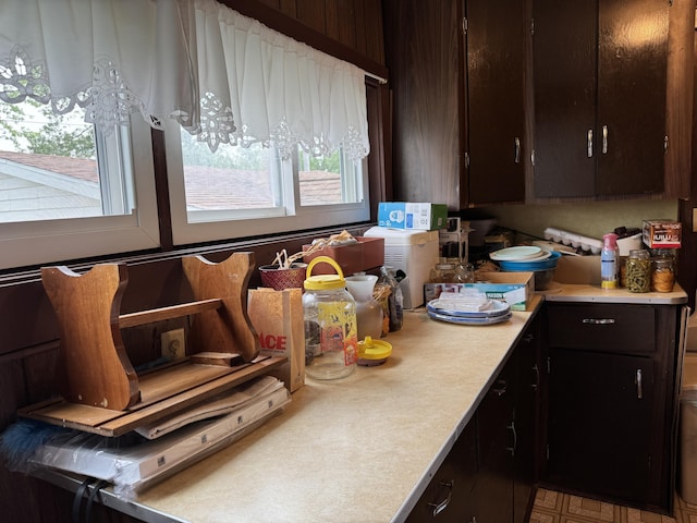 210 E Second St, Rockford, OH 45882 - kitchen featuring light countertops, healthy amount of natural light, and dark brown cabinetry