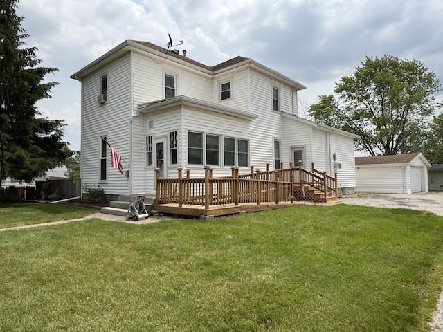 210 E Second St, Rockford, OH 45882 - rear view of property with a wooden deck, a yard, and an outdoor structure