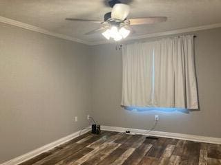 4173 Navajo Trl, Jamestown, OH 45335 - empty room featuring ornamental molding, ceiling fan, and wood finished floors