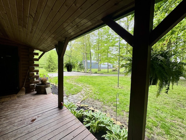 18866 Weimert School Rd, Wapakoneta, OH 45895 - wooden terrace featuring a lawn