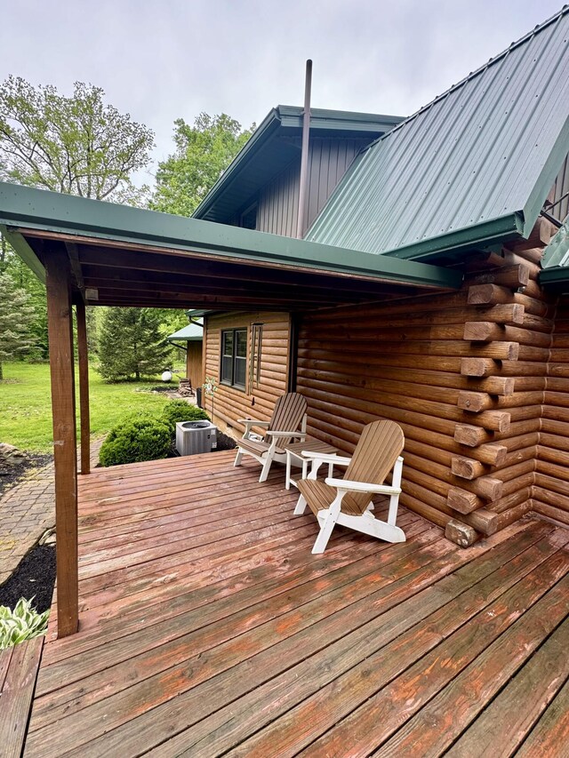 18866 Weimert School Rd, Wapakoneta, OH 45895 - wooden terrace with central air condition unit