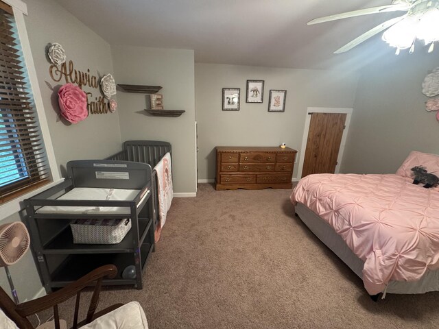 18866 Weimert School Rd, Wapakoneta, OH 45895 - bedroom featuring carpet, a ceiling fan, and baseboards