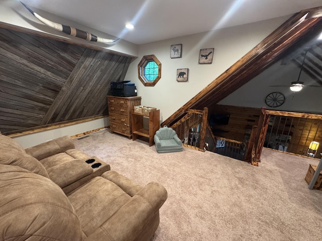 18866 Weimert School Rd, Wapakoneta, OH 45895 - carpeted living room featuring a ceiling fan and recessed lighting