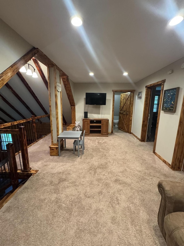 18866 Weimert School Rd, Wapakoneta, OH 45895 - living room with light carpet, recessed lighting, and baseboards