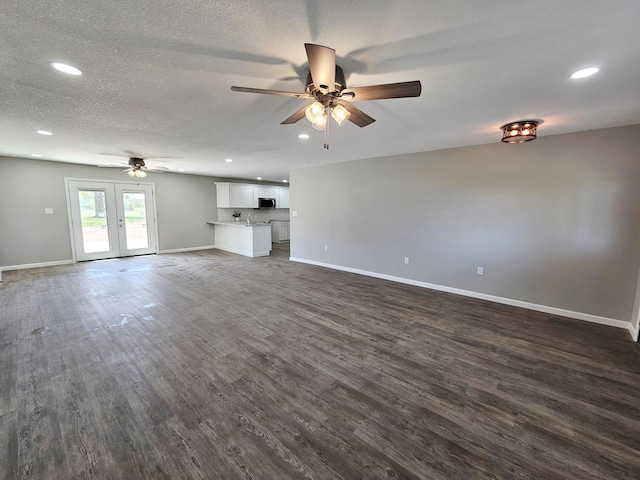 5412 Lock Two Rd, New Bremen, OH 45869 - unfurnished living room with a ceiling fan, baseboards, recessed lighting, and dark wood-style floors