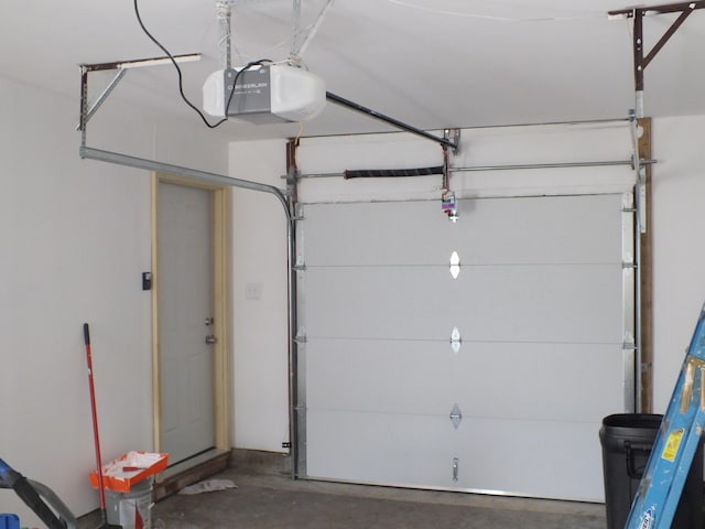 garage with a garage door opener