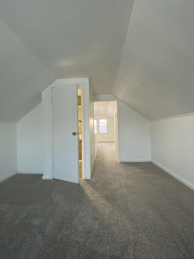 bonus room with lofted ceiling and carpet