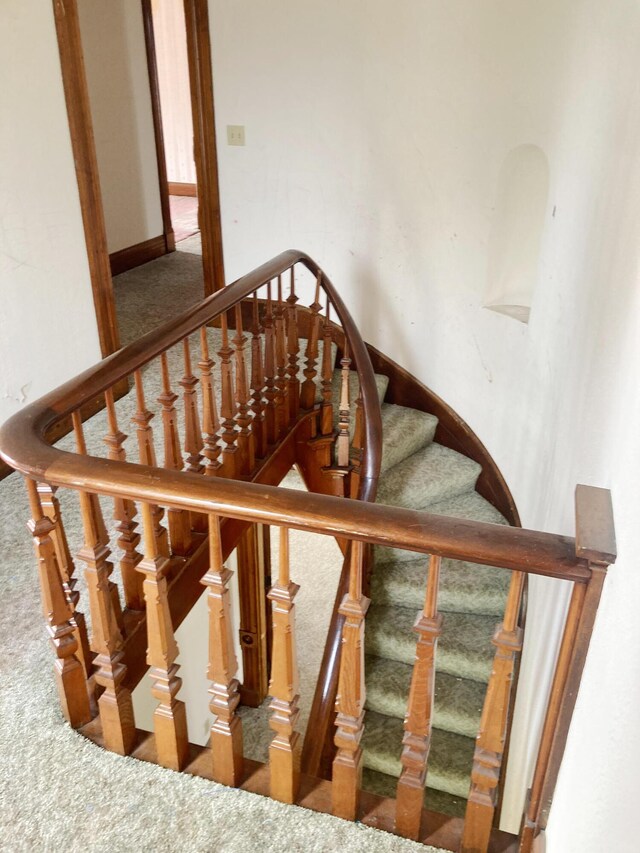119 E Orchard St, West Manchester, OH 45382 - stairway featuring carpet