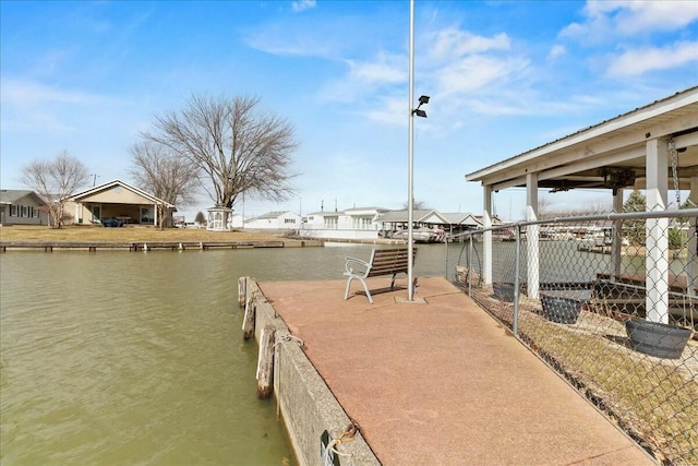 view of dock featuring a water view