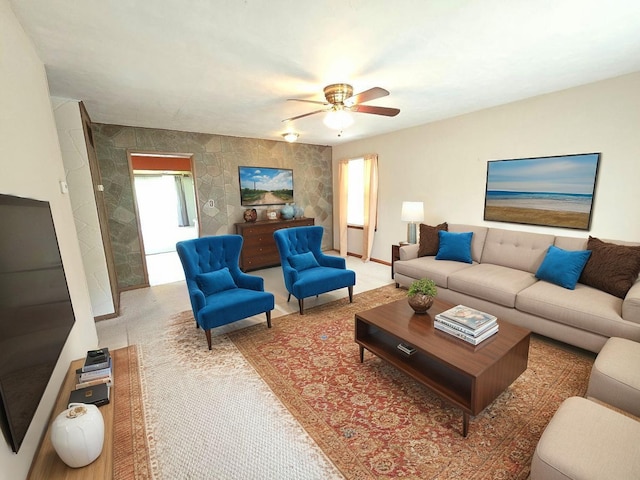 1134 Cedarview Dr, Springfield, OH 45503 - living area featuring a ceiling fan and carpet