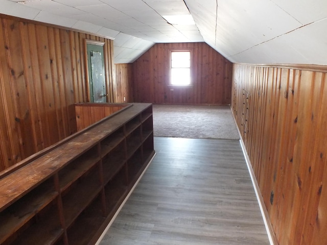 324 E Maplewood Ave, Dayton, OH 45405 - additional living space with vaulted ceiling, wood finished floors, and wooden walls