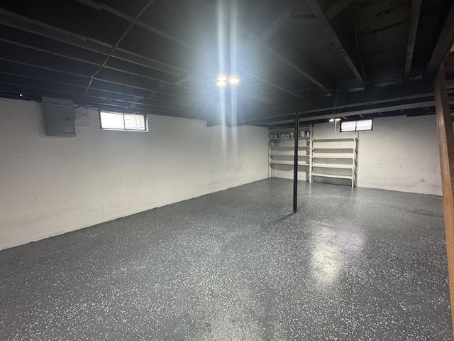 below grade area with electric panel
