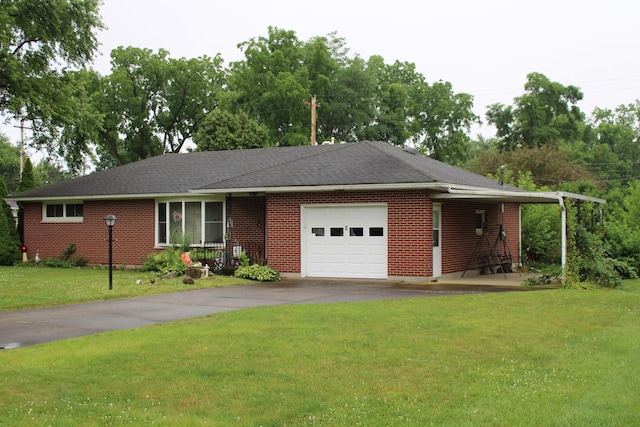 6 Woodside Dr, Arcanum, OH 45304 - single story home with an attached garage, asphalt driveway, a front lawn, and roof with shingles