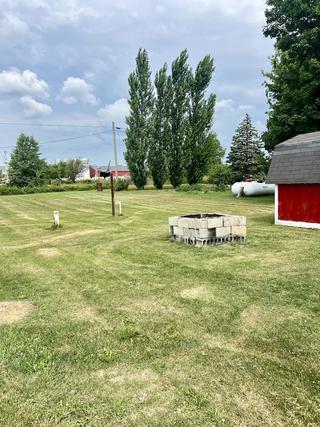 9969 State Route 49, Rockford, OH 45882 - view of green lawn with a shed and a fire pit