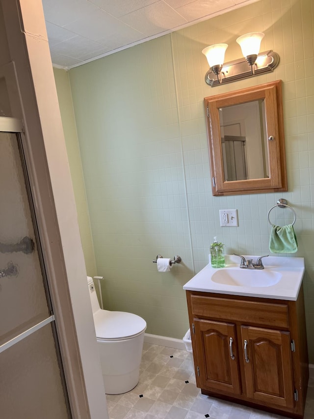9969 State Route 49, Rockford, OH 45882 - bathroom featuring vanity, a shower stall, and ornamental molding