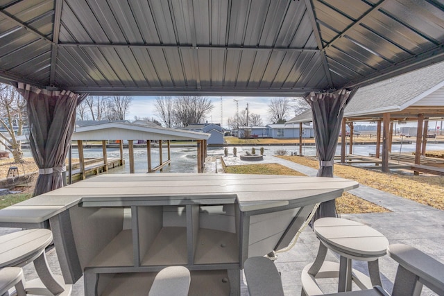 11546 Horseshoe Channel Dr, Lakeview, OH 43331 - view of patio / terrace featuring a gazebo and a water view