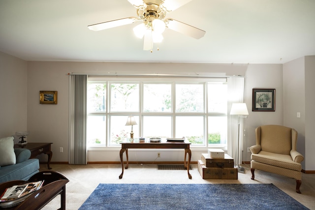1706 N Fountain Blvd, Springfield, OH 45504 - living area with carpet, plenty of natural light, and ceiling fan