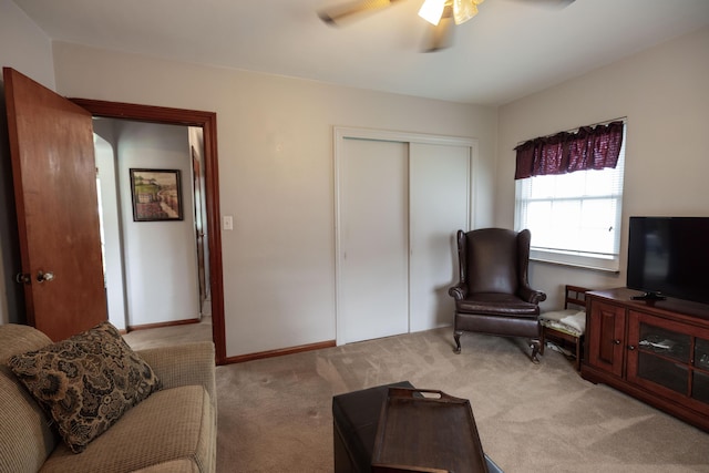 1706 N Fountain Blvd, Springfield, OH 45504 - living area with light colored carpet and a ceiling fan