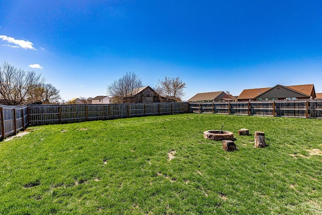 1313 Arrowhead, Piqua, OH 45356 - fenced backyard featuring an outdoor fire pit