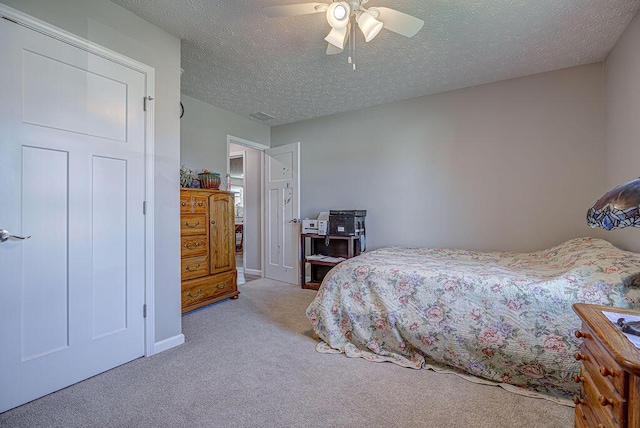 1313 Arrowhead, Piqua, OH 45356 - carpeted bedroom featuring ceiling fan and a textured ceiling