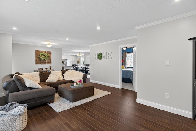 1814 Kingsbury Dr, Saint Marys, OH 45885 - living room with ornamental molding, recessed lighting, wood finished floors, and a textured ceiling